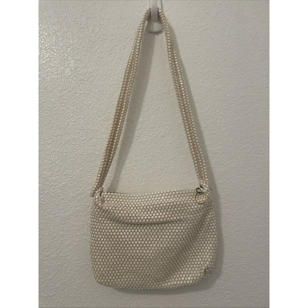 Beautiful Vintage Ivory Evening Bag Purse Shoulder Bag Mesh Sequin Bag Party